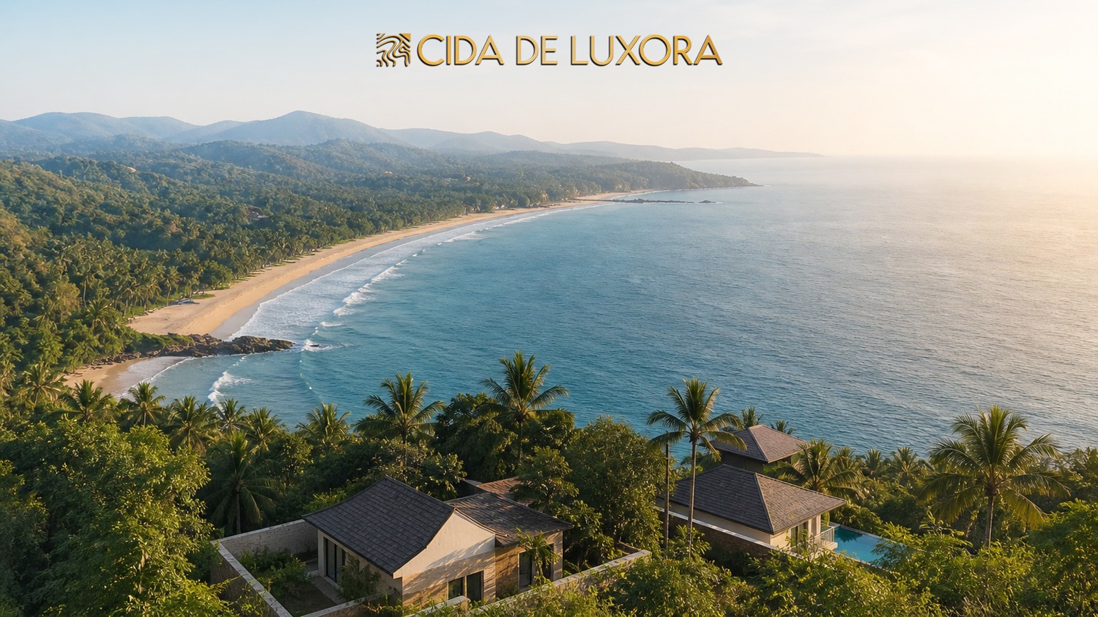 Realistic aerial coastal view of Sindhudurg showing pristine beach, greenery, and villas representing why investors choose to invest in Sindhudurg